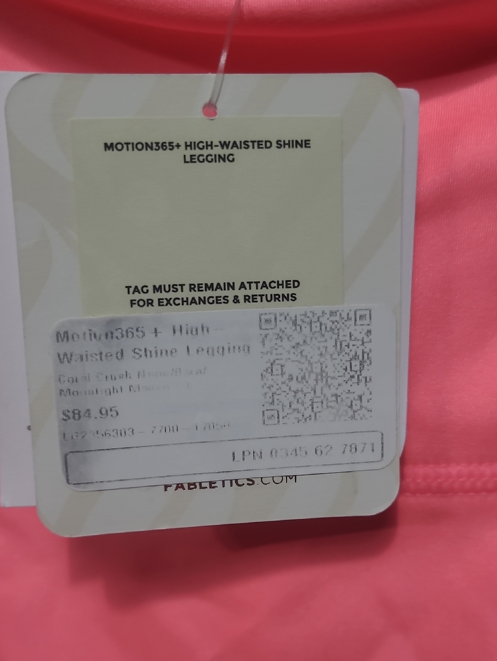 Fabletics NWT Motion365+ High-Waisted Shine Legging PINK nude Purple Sz LARGE - Picture 7 of 9